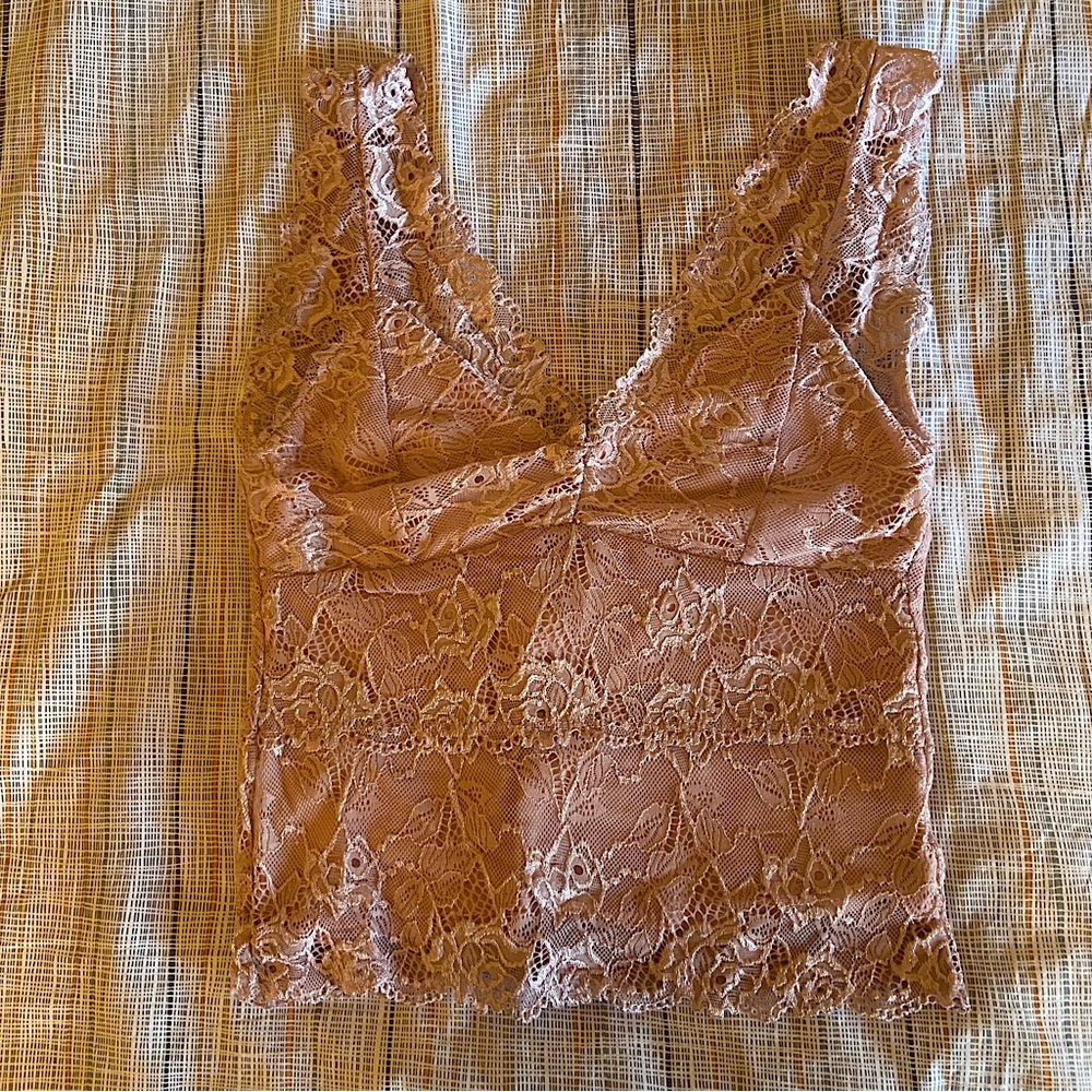 Pink lace corset style going out crop top